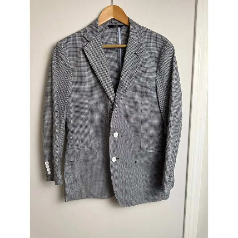 Brooks Brothers Mens Blazer Black White 38S 100% Cotton 346 Regent Sports Coat